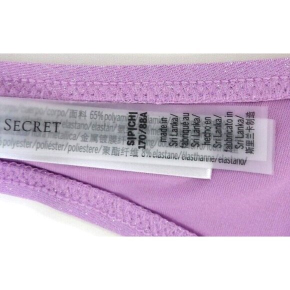 VICTORIA SECRET purple string bikini top removable pads women's size Small NEW - Picture 5 of 5